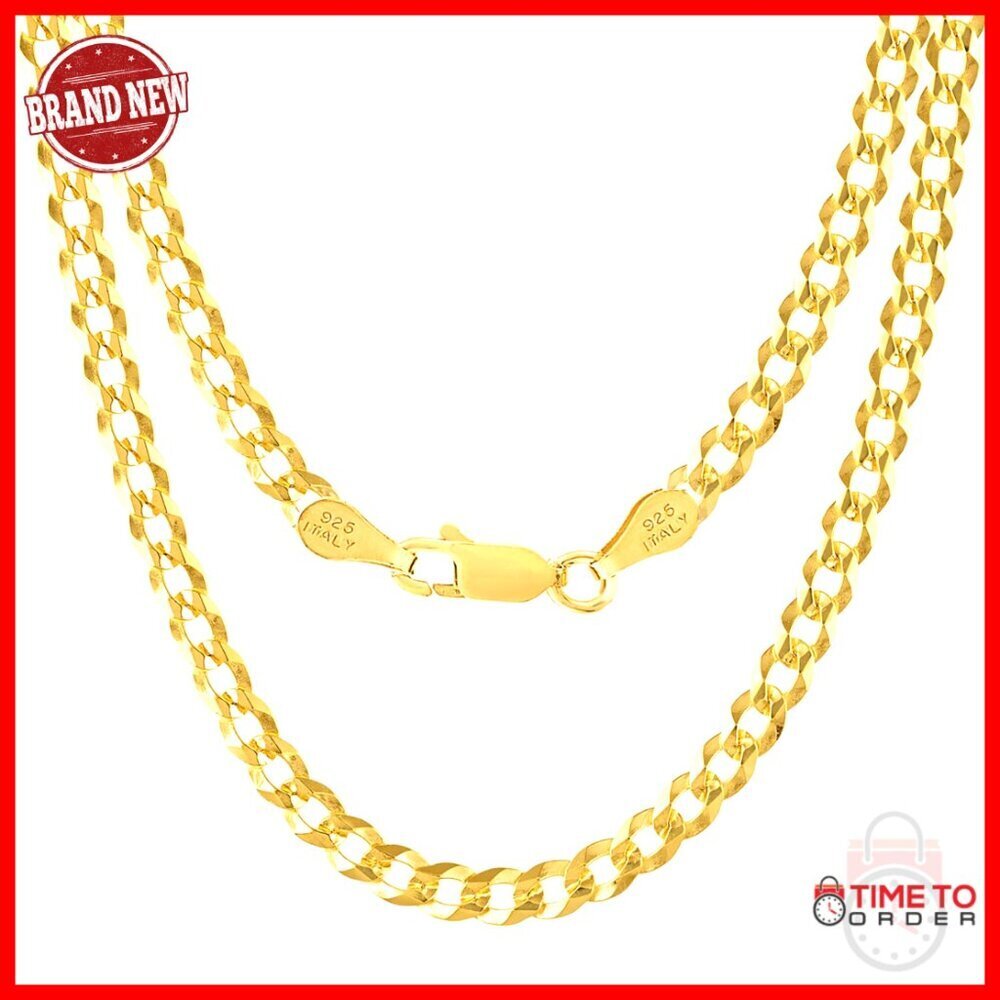 Sterling Silver Cuban Link Chain Necklace, 20 Inches, Lobster Clasp